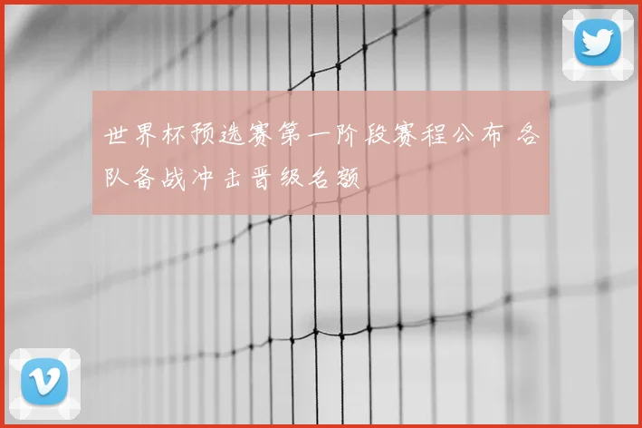 世界杯预选赛第一阶段赛程公布 各队备战冲击晋级名额